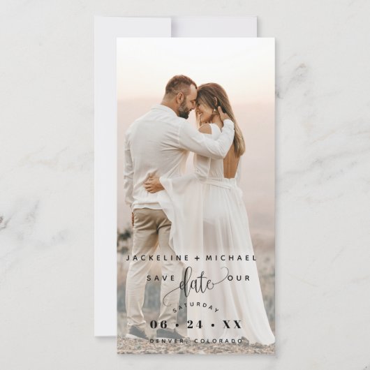 Foto en Script Wedding Save the Date Bladwijzer (Voorkant)