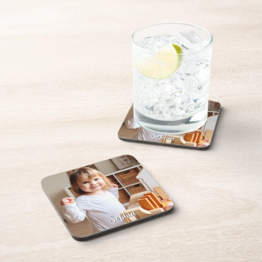 Foto- en scriptnaam van uw kind bier onderzetter (Rechterzijde)