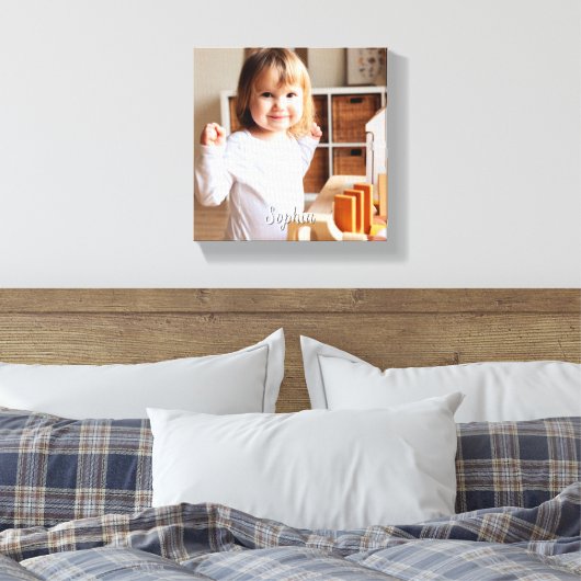 Foto- en scriptnaam van uw kind canvas afdruk (Insitu (Slaapkamer))