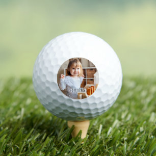 Foto- en scriptnaam van uw kind golfballen