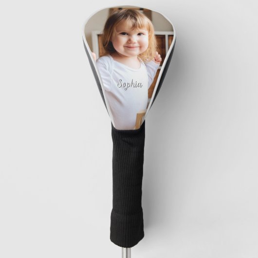 Foto- en scriptnaam van uw kind golfheadcover (Voorkant)
