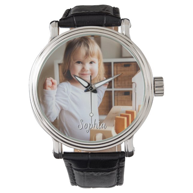 Foto- en scriptnaam van uw kind horloge (Voorkant)