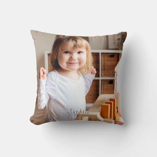 Foto- en scriptnaam van uw kind kussen (Voorkant)