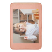 Foto- en scriptnaam van uw kind, Peach Badmat (Voorkant Verticaal)