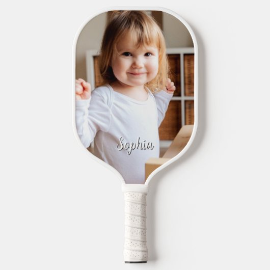 Foto- en scriptnaam van uw kind pickleball paddle (Voorkant)
