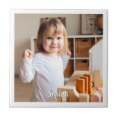 Foto- en scriptnaam van uw kind tegeltje (Voorkant)