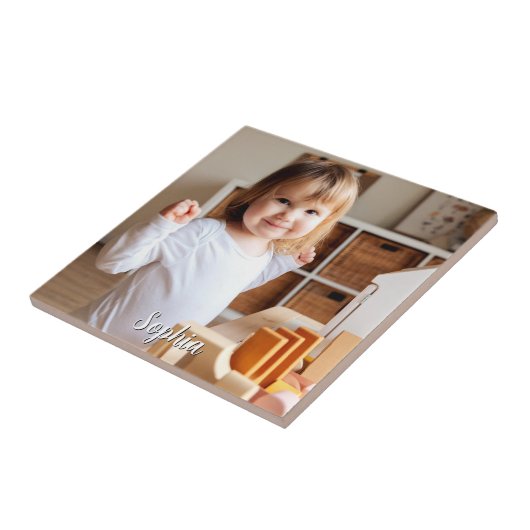 Foto- en scriptnaam van uw kind, vs. 2 tegeltje (Zijkant)