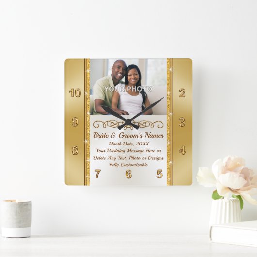 Foto- en speciale wandklokkencadeau, vierkante klok (Huis)