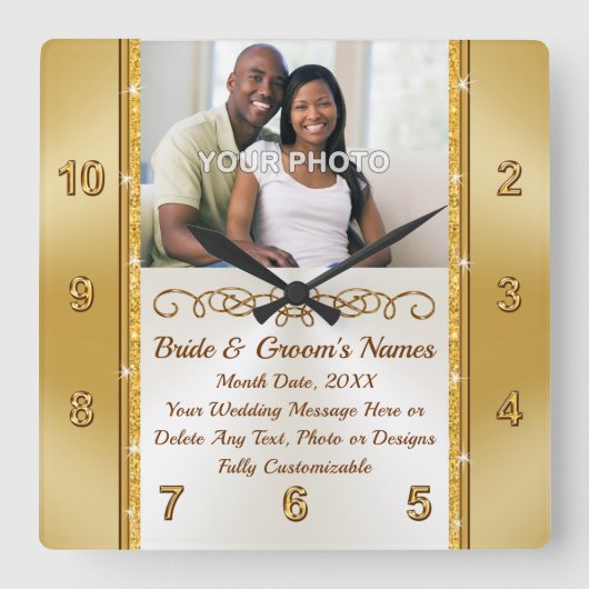 Foto- en speciale wandklokkencadeau, vierkante klok (Voorkant)