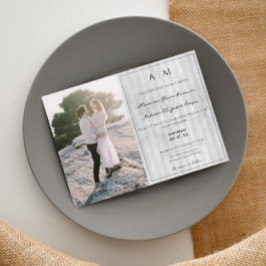 Foto- en  stripes | Grijze bruiloft Kaart