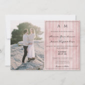 Foto- en  stripes | Roze huwelijk Kaart (Voorkant)