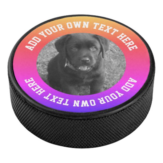 Foto en tekst gepersonaliseerd uniek hockey puck (3/4)