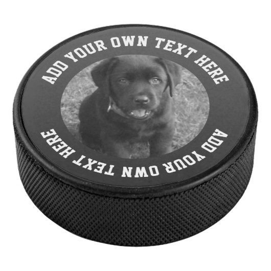 Foto en tekst gepersonaliseerd uniek hockey puck (3/4)