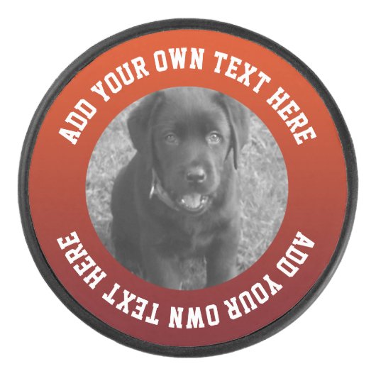 Foto en tekst gepersonaliseerd uniek hockey puck (Voorkant)