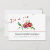 Foto en Waterverf Red Roses Begrafenis Bedankkaart (Voorkant)