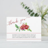 Foto en Waterverf Red Roses Begrafenis Bedankkaart (Staand voorkant)