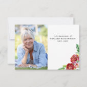 Foto en Waterverf Red Roses Begrafenis Bedankkaart (Achterkant)