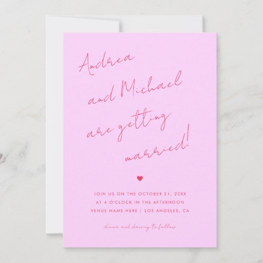 Foto en website van Roze en Rode Script Kaart (Voorkant)