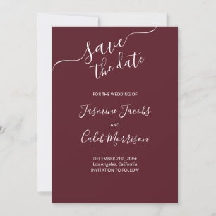 Foto en wit script Bourgondische bruiloft Save The Date