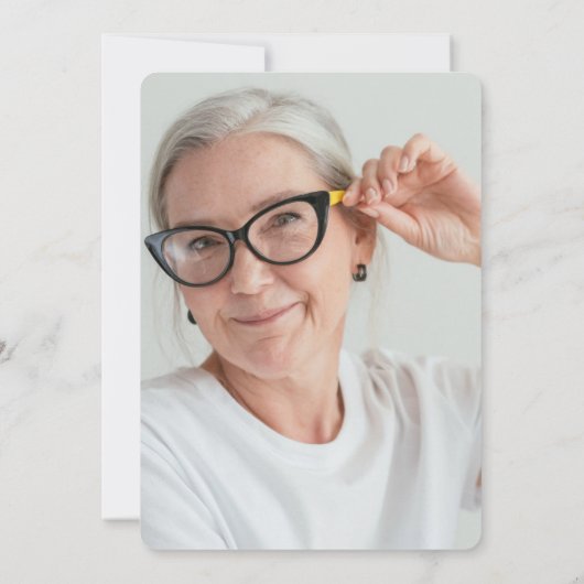 Foto en Witte Moderne Elegantie 60e Verjaardag Kaart (Achterkant)