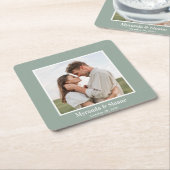 Foto Engagement Party Eucalyptus Kartonnen Onderzetters (Schuin)