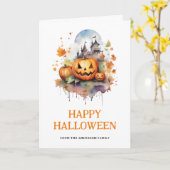 Foto Enge Pompoenen Happy Halloween Kaart (Gele Bloem)