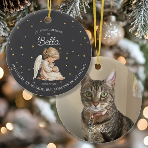 Foto engel kat huisdier herdenking keramisch ornament