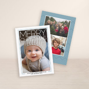 Foto - enorme Merry Christmas - Baby Blue Accents Feestdagenkaart