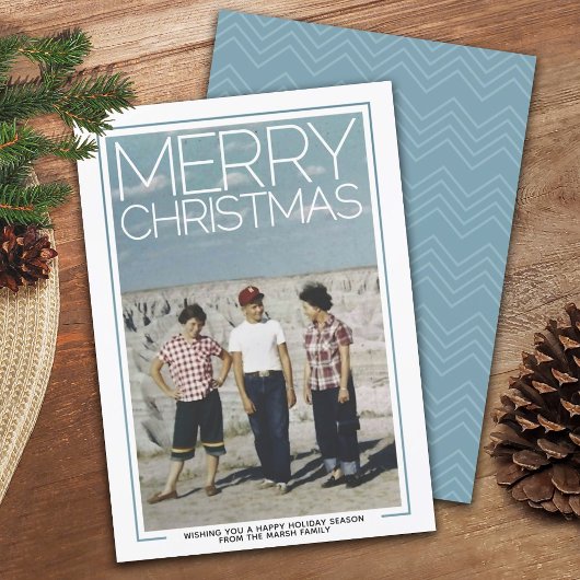 Foto - enorme pretkerst - moderne witte rand feestdagenkaart