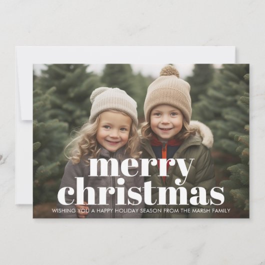 Foto - Enorme vrolijke kerst witte overlay - berry Feestdagenkaart (Voorkant)