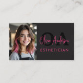 Foto Esthetician QR Code Hot Pink Black Visitekaartje (Voorkant)