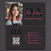Foto Esthetician QR Code Hot Pink Black Visitekaartje