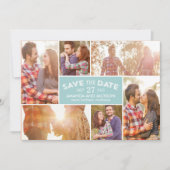 Foto etalage: datum opslaan - blauw save the date (Voorkant)