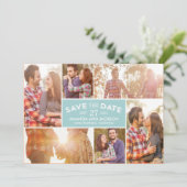 Foto etalage: datum opslaan - blauw save the date (Staand voorkant)