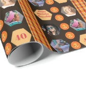  foto Etnisch Boheems Sinaasappel Zwart Cadeaupapier (Rol Hoek)