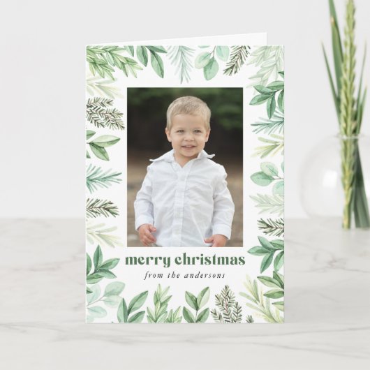 Foto Eucalyptus en Evergreen 2 Feestdagen Kaart (Voorkant)