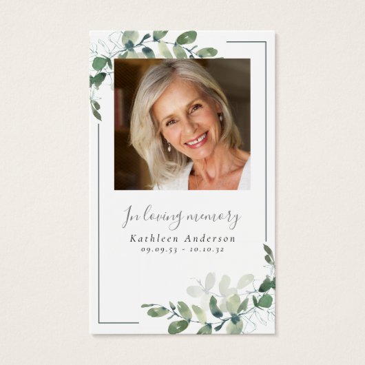 Foto Eucalyptus Funeral Memorial Prayer Kaart (Voorkant)