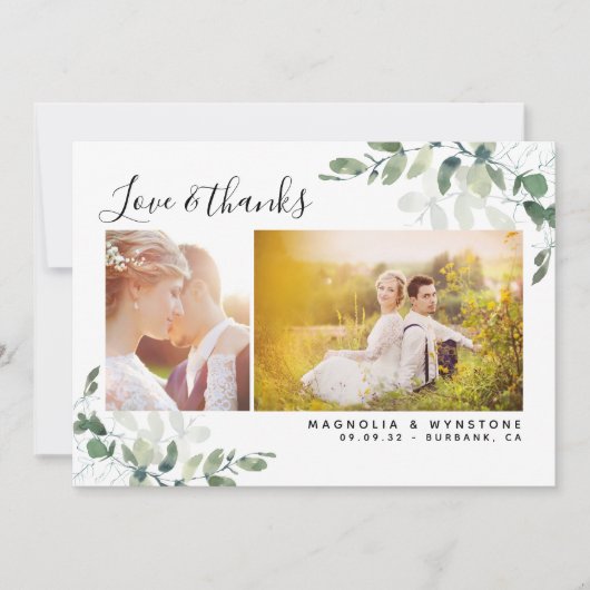 Foto Eucalyptus Wedding Bedankkaart (Voorkant)