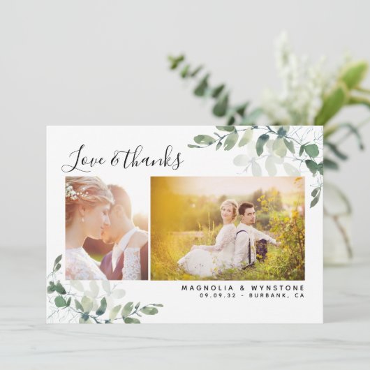 Foto Eucalyptus Wedding Bedankkaart (Staand voorkant)