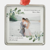 Foto Eucalyptus Wedding Metalen Ornament (Voorkant)