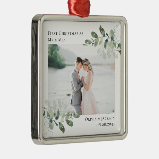 Foto Eucalyptus Wedding Metalen Ornament (Rechts)