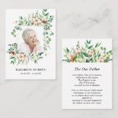 Foto Eucalyptus White Floral Funeral Prayer Kaart Visitekaartje (Voorkant / Achterkant)