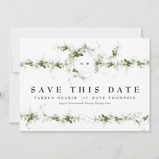Foto Eucalyptus Wreath Monogram Weddenschap Save The Date (Voorkant)