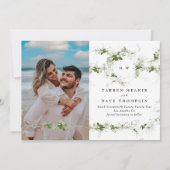 Foto Eucalyptus Wreath Monogram Weddenschap Save The Date (Achterkant)