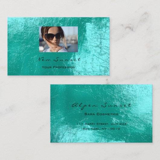 Foto Evenement Make-up Artiest Leer Shimmering Aqu Visitekaartje (Voorkant / Achterkant)