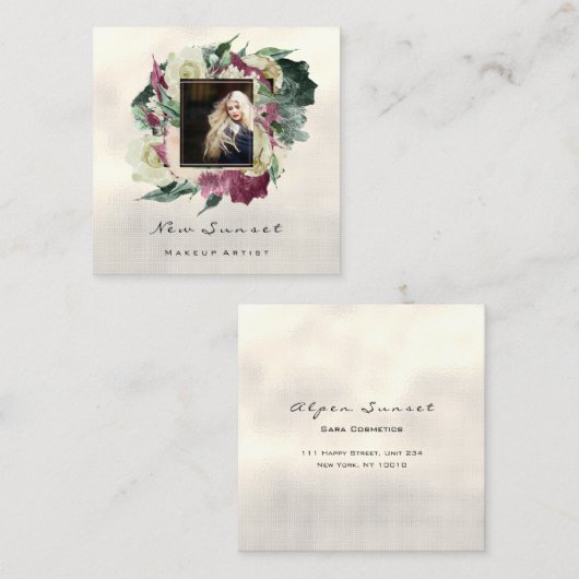 Foto Evenement Planner Make-up Artiest Groen Vierkante Visitekaartje (Voorkant / Achterkant)