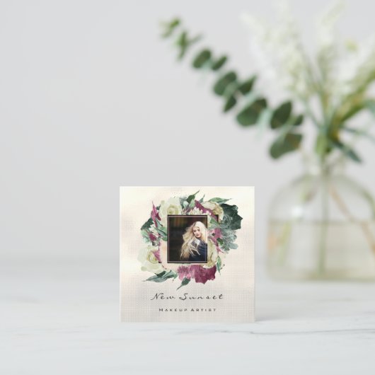 Foto Evenement Planner Make-up Artiest Groen Vierkante Visitekaartje (Staand voorkant)