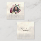 Foto Evenement Trouwfoto Marsala Mint Floral Vierkante Visitekaartje (Voorkant / Achterkant)