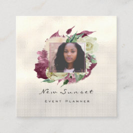 Foto Evenement Trouwfoto Marsala Mint Floral Vierkante Visitekaartje