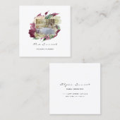 Foto Evenement Trouwfoto Munt Marsala Floral Vierkante Visitekaartje (Voorkant / Achterkant)